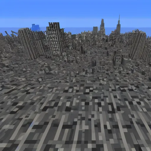 Image similar to nyc skyline, minecraft textures