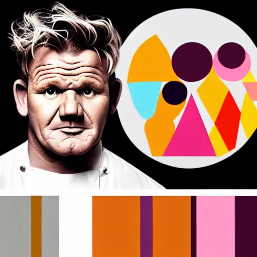 Image similar to a portrait of gordon ramsay stylized by geometric shapes, rounded corners, candy colors