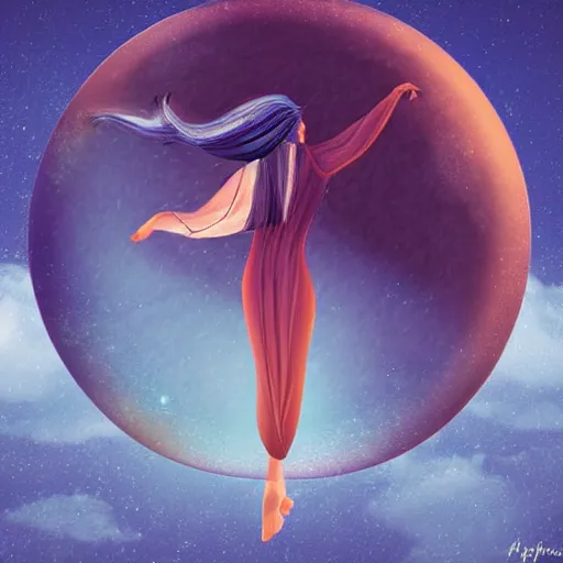 Image similar to Digital art of a person flying in a lucid dream, beautiful composition