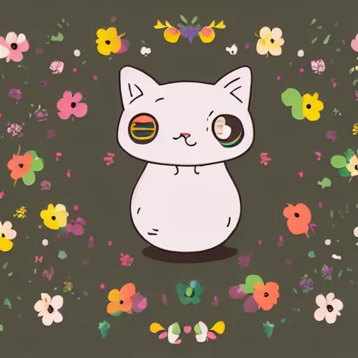 Prompt: a tiny round cat with rainbow fur and multicolored eyes underneath the Eiffel tower in paris in the style of studio ghibli, chibi, cute, adorable