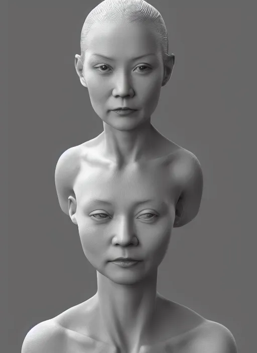 Image similar to 3D resin miniature sculpture by Luo Li Rong, white woman, prefect symmetrical face, academic art, realistic, 8K, Introduction factory photo, Product Introduction Photo, Hyperrealism. Subsurface scattering, raytracing, Octane Render, Zbrush, simple background