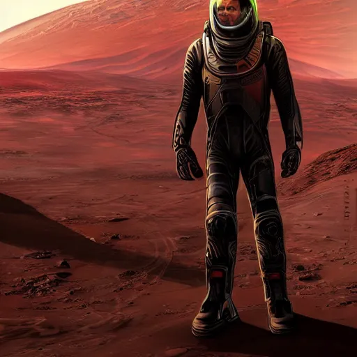 Image similar to elon musk in cyberpunk style on mars digital art very detailed 4 k detailed super realistic