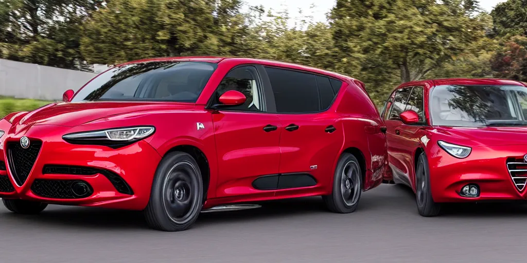 Image similar to 2022 Alfa Romeo Minivan, red