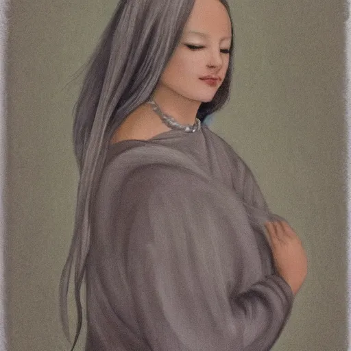 Prompt: “full body portrait, silver haired beautiful young sage women”