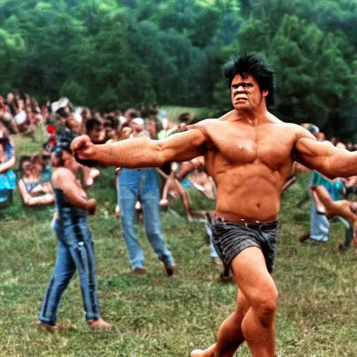 Image similar to hulk performing at woodstock