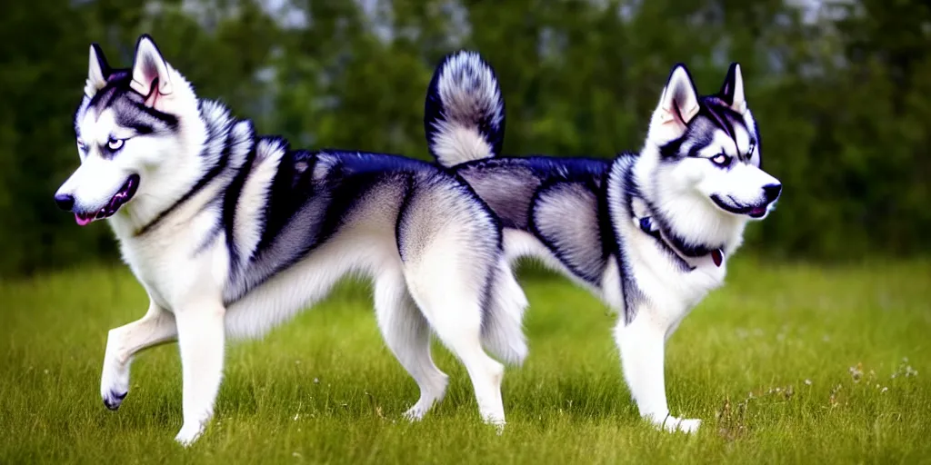 Prompt: Siberian Husky Mix Dogs, 4K quality Photorealismn