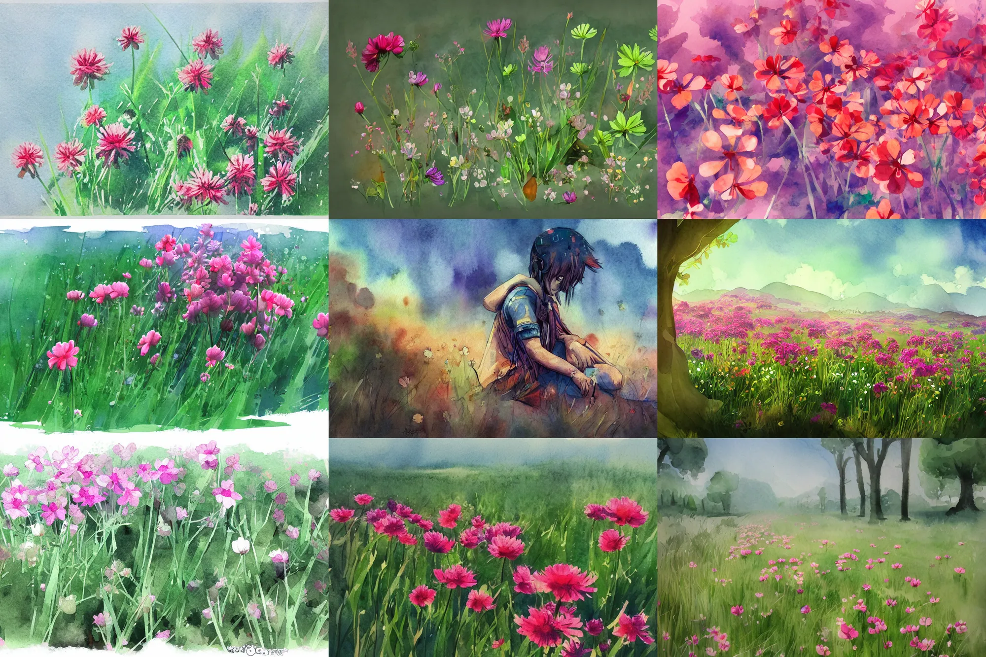 Prompt: clover field, high quality watercolors, award winning, trending on artstation