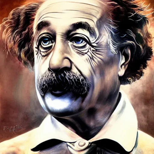 Image similar to ultra realistic portrait painting of albert einstein as superman, art by frank frazetta, 4 k, ultra realistic, highly detailed, epic lighting