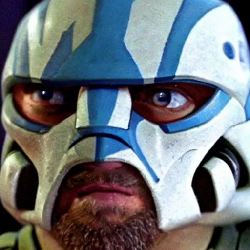 Prompt: temura morrison as captain rex, live action clone wars movie still