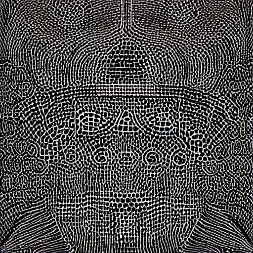 Prompt: “human figures are woven and entangled in harmonious patterns, rendered with stippled dots and tiny lines, monochromatic, black and white, excellent use of positive and negative space, hd”