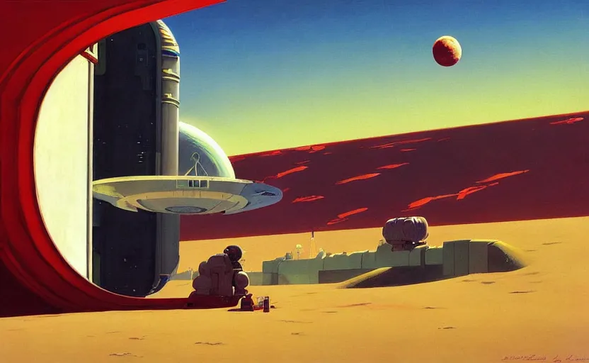 Prompt: A space station on the edge of the space, very coherent, painted by Edward Hopper, Wayne Barlowe, painted by James Gilleard, airbrush, art by JamesJean