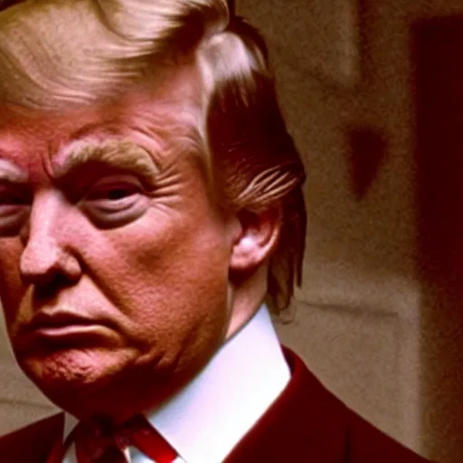 Prompt: still photo of donald trump in “ the shining ” movie