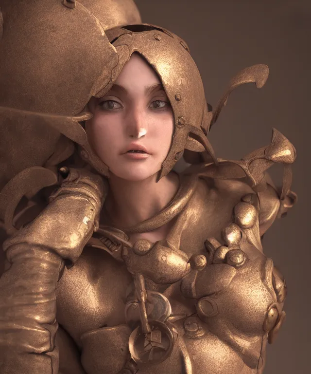 Prompt: A beautiful girl makes bronze gear, 50mm photo, soft light, highly detailed, motion blur, trending on artstation, balanced composition