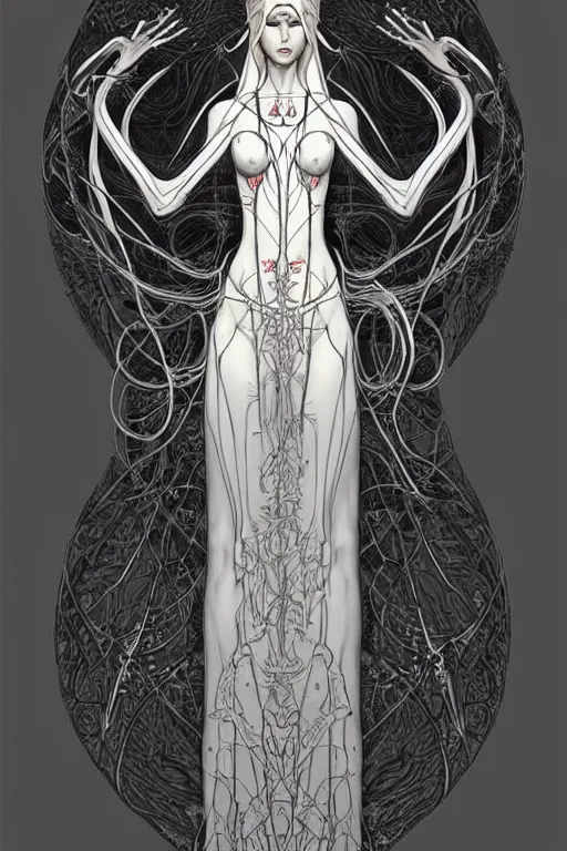 Prompt: digital art, centered full body of elven bride ,intricate, veins, by James Jean and by piet mondrian ultradetailed, charachter design, concept art, trending on artstation,