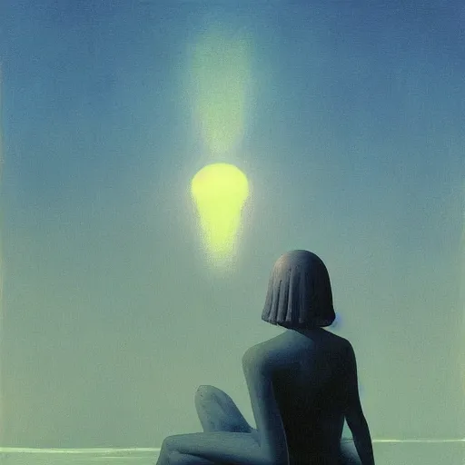 Image similar to portrait painting of jellyfish shark moon star, science fiction, Edward Hopper and James Gilleard, Zzislaw Beksinski, highly detailed