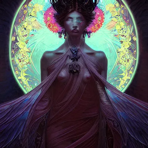 Image similar to A Pixel Art portrait of A beautiful!!!! angel in black flames by Ross Tran!! and alphonse mucha and greg rutkowski! and Zdzisław Beksiński!!,In style of digital art.Symmetrical face.dark Fantasy,smooth,hyper detailed,sharp focus,Soft light.4k