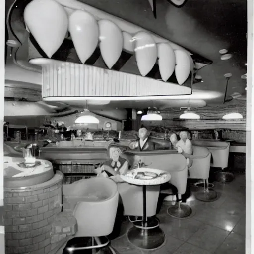 Image similar to Frog themed restaurant, 50s diner, frog themes, fancy dine-in, photography, retro, 1950's photography
