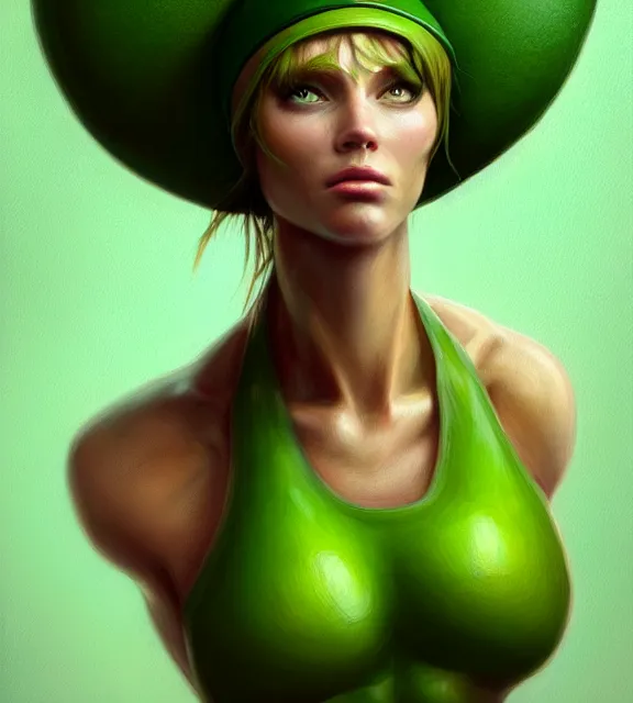 Prompt: anthropomorphic muscular female tree, perfect face, green hat, brown halter top, green hair, abs, cinematic, blush, stunning, athletic, strong, agile, highly detailed, psychedelic, digital painting, artstation, smooth, hard focus, illustration, art by jessica rossier and and brian froud