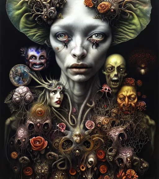 Image similar to portrait, stranger psycho by julie heffernan, glenn brown, naoto hattori, brian froud, nicola samori, paolo roversi, kilart, 8 k, hyper detailed.