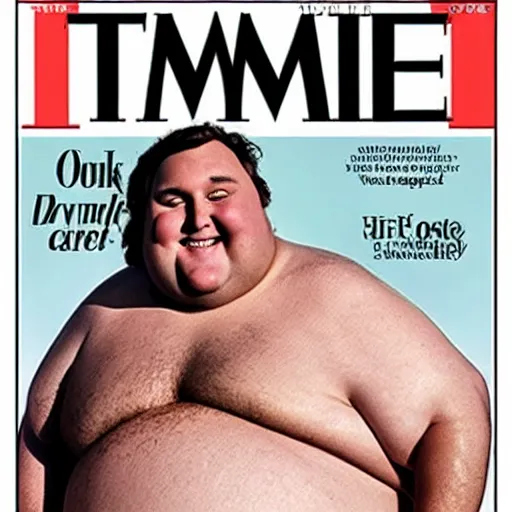 Prompt: fattest man alive on the cover of time magazine, award winning photo