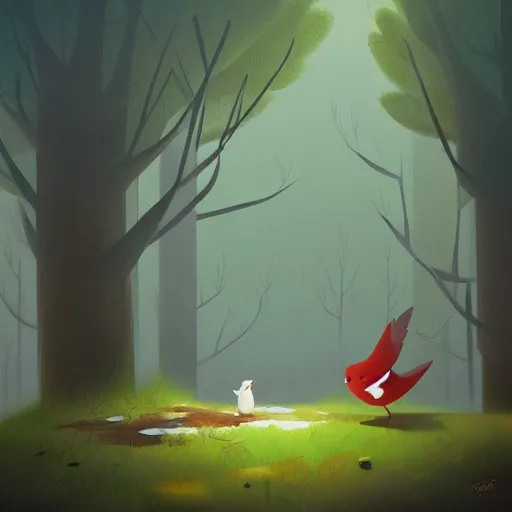 Image similar to a storybook illustration by goro fujita! a bird in a forest, sharp focus, highly detailed, artstation