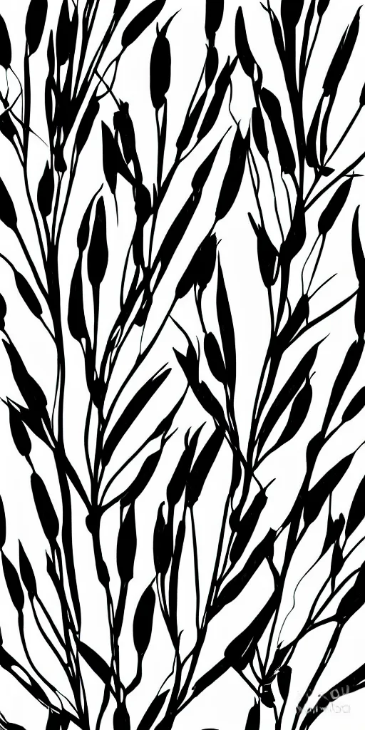 Prompt: abstract simple plant background texture black and white digital painting