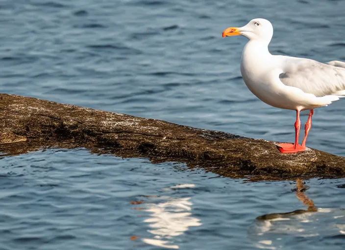 Prompt: a seagull on a fishing boat, nature photography, wildlife photography canon, sony, nikon, olympus, 4 k, hd, telephoto, award winning, depth of field