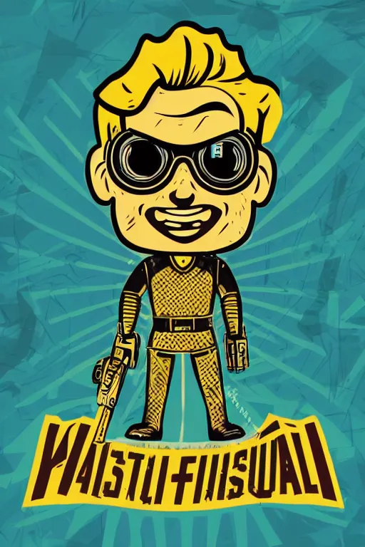 Image similar to fallout 7 6 retro futurist illustration art by butcher billy, sticker, colorful, illustration, highly detailed, simple, smooth and clean vector curves, no jagged lines, vector art, smooth andy warhol style