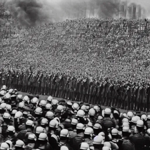 Image similar to third Reich rally, colored photograph