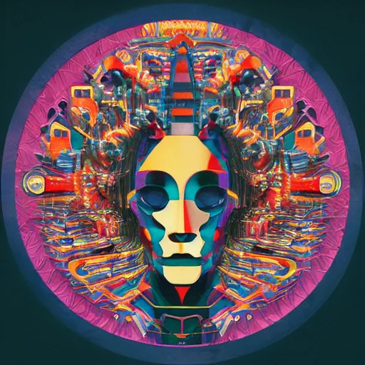 Image similar to album cover design design depicting the alter to the ai machine gods, by jonathan zawada, pi - slices, and tristan eaton, digital art