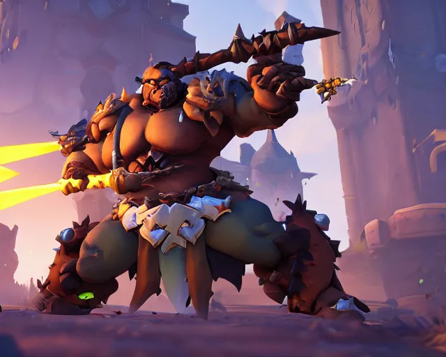 Image similar to orc with sword playable hero character in overwatch