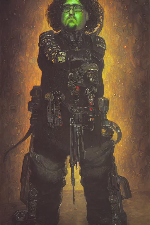 Image similar to portrait of gothic Gabe Newell, cyberpunk, Warhammer, highly detailed, artstation, illustration, art by Gustav Klimt