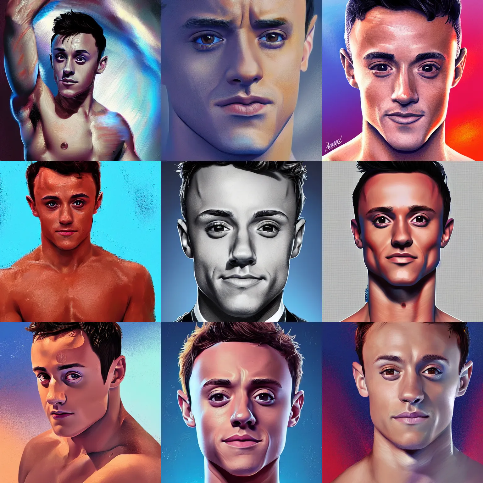 Prompt: Tom Daley highly detailed digital painting artstation concept art smooth sharp focus illustration ArtStation art by artgerm and gre