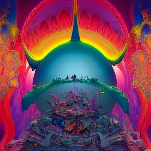 Image similar to colourful breathtakingly weird beautiful powerful magical wonderfully majestic beautifully cool character by michael whelan and moebius and beeple and kilian eng and dan mcpharlin and louis sullivan and pascal blanche and jamie hewlett and richard dadd, symmetrical, magical stormy reflections, smoke on water, 8 k artstation