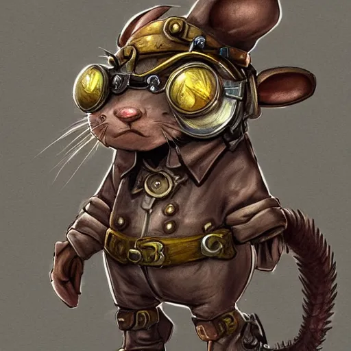 Prompt: a rat with steampunk googles, by League of Legends concept artists