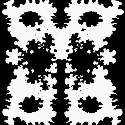 Prompt: one big inkblot on the paper, rorschach test, symmetrical, lightly styled to Benoit B. Mandelbrot