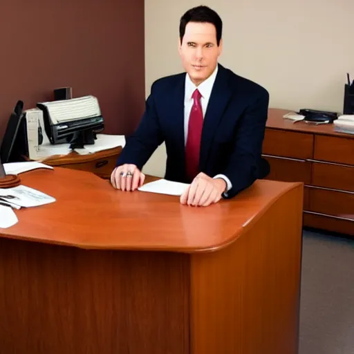 Prompt: Glenn Quagmire dressed in a suit and tie in a lawyer's office holding a briefcase.