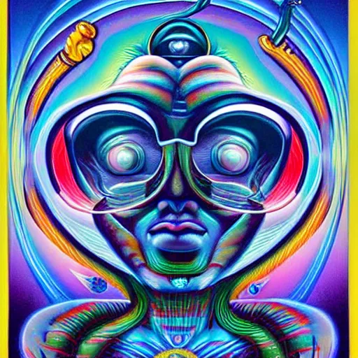 Image similar to psychedelic astronaut attaining enlightenment in the style of octavio ocampo naoto hattori, cg society, trending on artstation, award winning