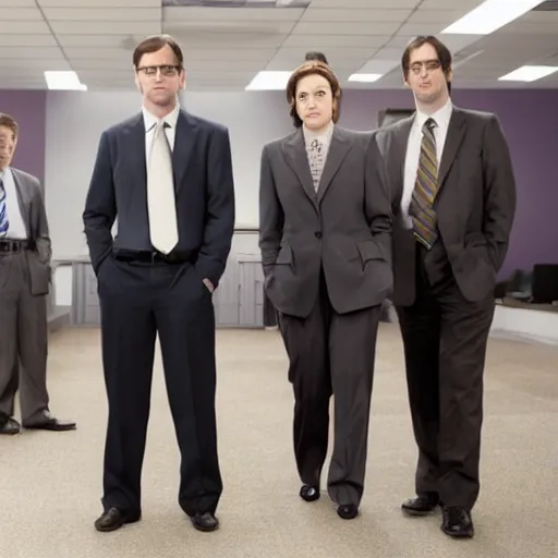 Image similar to characters of the office as investment bankers, ultra detailed, soft lighting