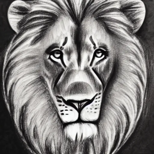 Prompt: a charcoal sketch of a lion