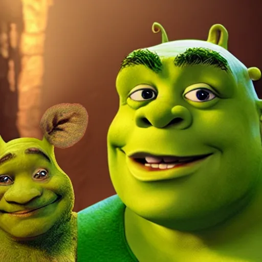 Image similar to Shrek as a muppet, 4k, 35mm, ultra realistic, studio lighting, awar winning