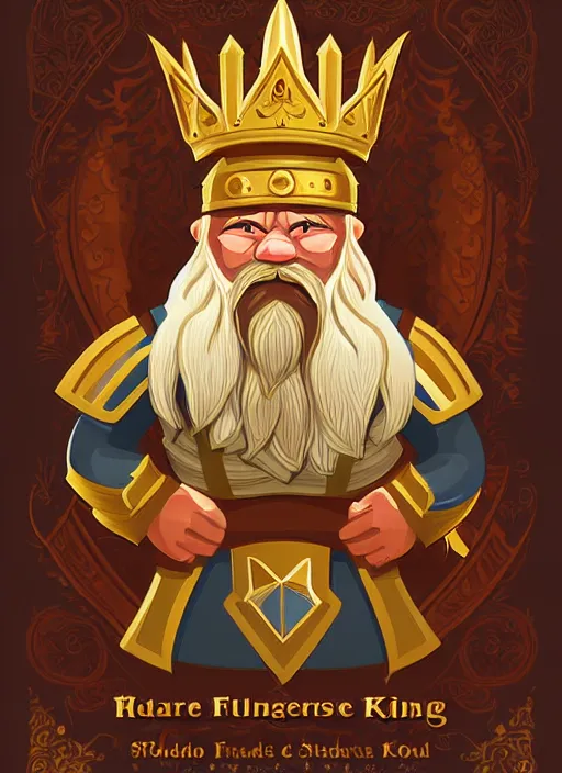 Image similar to dwarf fighter king, gold, exquisite details, white background, by studio muti