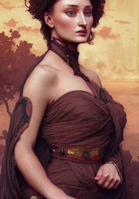 Image similar to sansa mummy brown hands, intricate, elegant, highly detailed, digital painting, artstation, concept art, smooth, sharp focus, illustration, art by artgerm and greg rutkowski and alphonse mucha and william - adolphe bouguereau