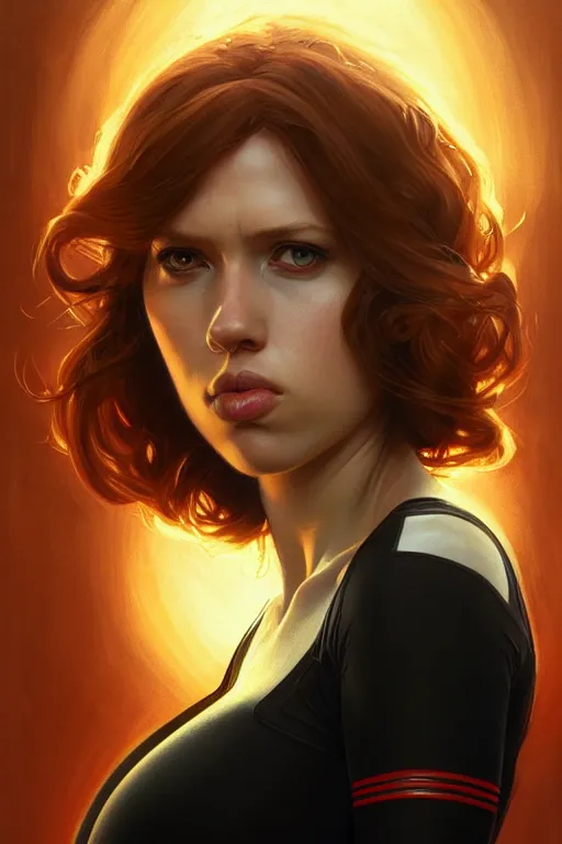 Image similar to pregnant black widow, realistic portrait, symmetrical, highly detailed, digital painting, artstation, concept art, smooth, sharp focus, illustration, cinematic lighting, art by artgerm and greg rutkowski and alphonse mucha