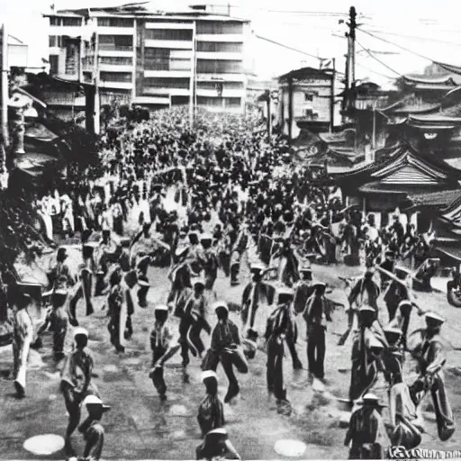 Image similar to japanese invasion of manila, historical photo, realistic