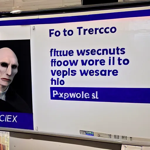 Prompt: voldemort working at a tesco express, photorealistic, 4 k