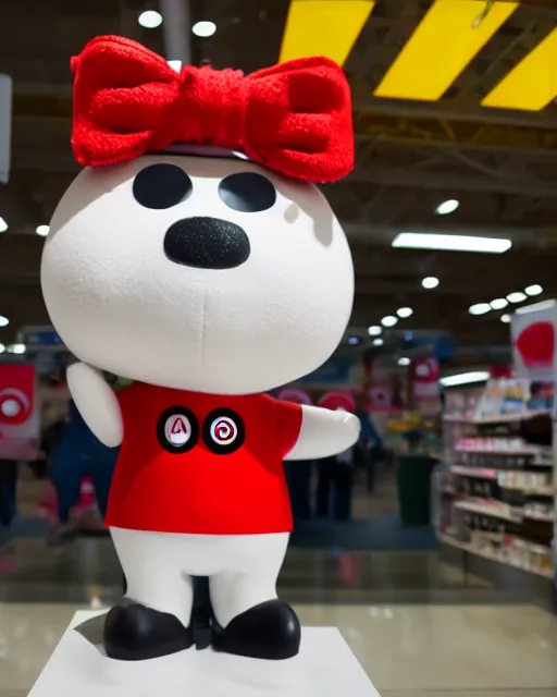 Prompt: target mascot bullseye in front of target logo artistic ad campaign Portrait photo Leica Zeiss