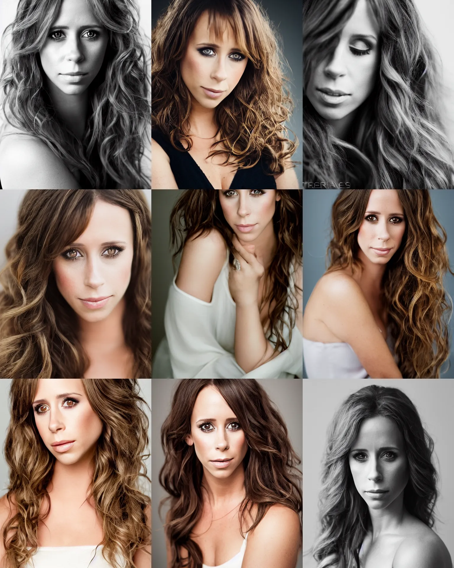 Prompt: beautiful portrait of jennifer love hewitt, 2 4 years old, studio photography, soft light, wavy hair 8 5 mm f / 1. 4