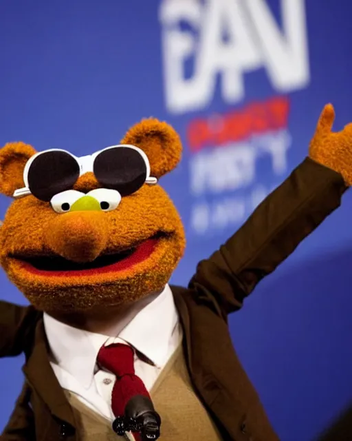 Prompt: closeup portrait of ted cruz muppet behind a podium in a cpac convention, intricate detail, octane, editorial photo