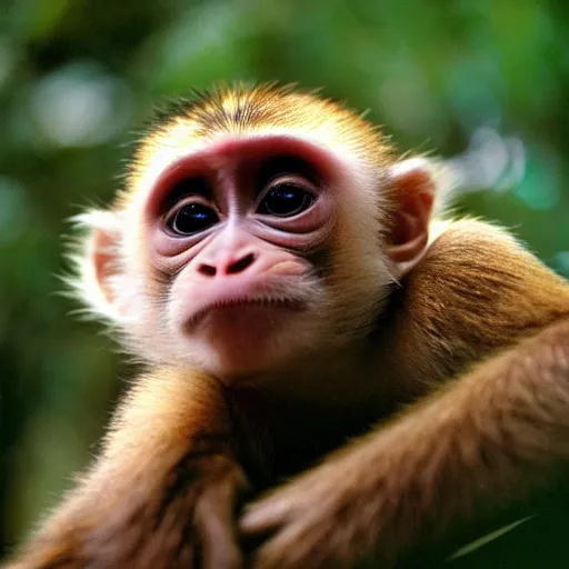 Prompt: cute baby monkey photo, KODAK Ektachrome 100